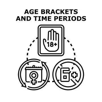 Determining age brackets and time periods concept vector Stock Illustration