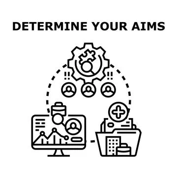 Determining business aims and achieving team objectives Stock Illustration