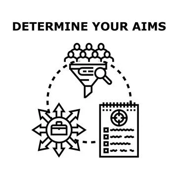 Determining business aims, strategy, and target objectives Stock Illustration