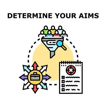 Determining business aims, strategy, and target objectives Stock Illustration