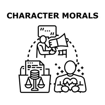 Determining character morals and ethical conduct principles Stock Illustration