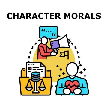 Determining character morals and ethical conduct principles Stock Illustration