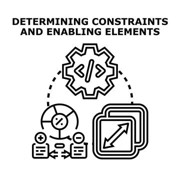 Determining constraints and enabling elements concept icon Stock Illustration