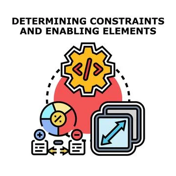 Determining constraints and enabling elements concept icon Stockillustratie