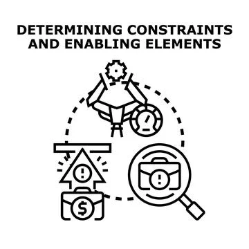 Determining constraints and enabling elements concept vector Stock Illustration