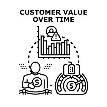Determining customer value over time using data analytics Illustrazione stock