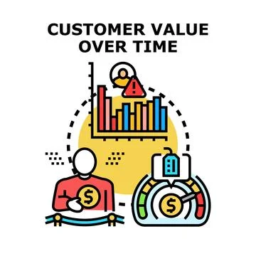 Determining customer value over time using data analytics Stock Illustration