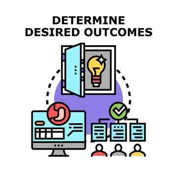 Determining desired outcomes concept and target achievement planning 스톡 일러스트