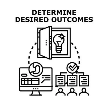 Determining desired outcomes concept and target achievement planning Illustrazione stock