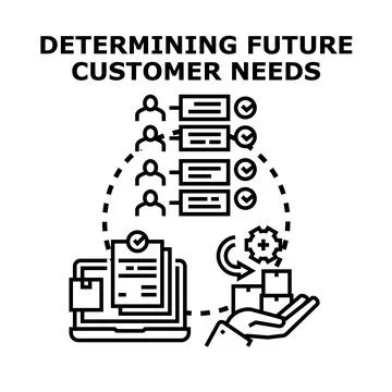 Determining future customer needs for business growth strategy Stock Illustration