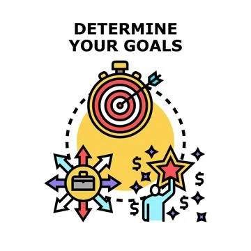 Determining goals process finding target destination success Stock Illustration
