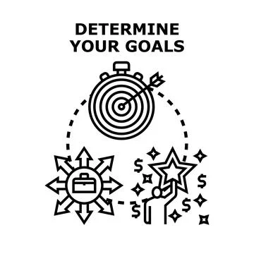 Determining goals process finding target destination success Stock Illustration