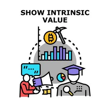 Determining intrinsic value of digital assets and education Stock Illustration