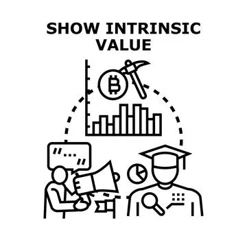 Determining intrinsic value of digital assets and education Stock Illustration