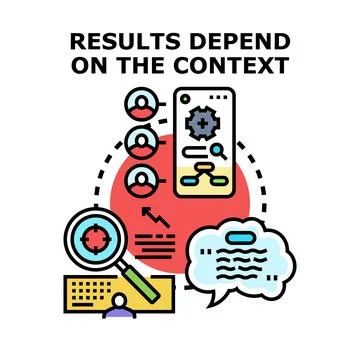 Determining outcomes based on specific analytical context Stock Illustration