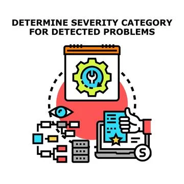 Determining problem severity category using system analysis Stock Illustration