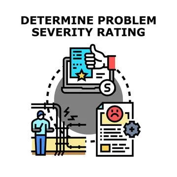 Determining problem severity rating for error management Stock Illustration