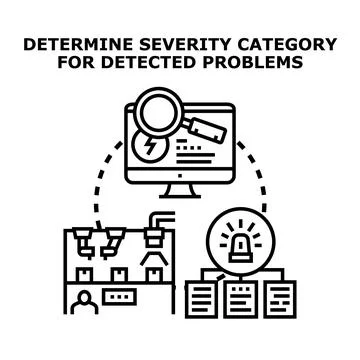 Determining severity category for detected problems concept Stock Illustration