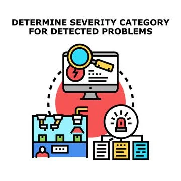 Determining severity category for detected problems concept Stock Illustration