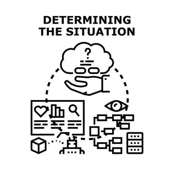 Determining situation and analyzing business data for decision making Stock Illustration