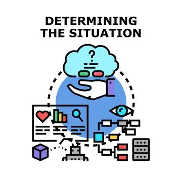 Determining situation and analyzing business data for decision making Stock Illustration