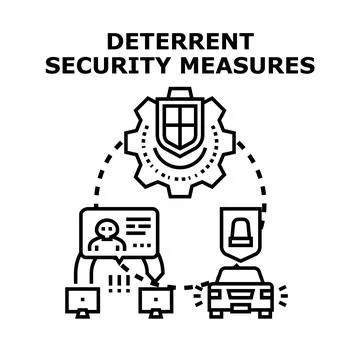 Deterrent security measures protecting digital and physical assets Stock Illustration