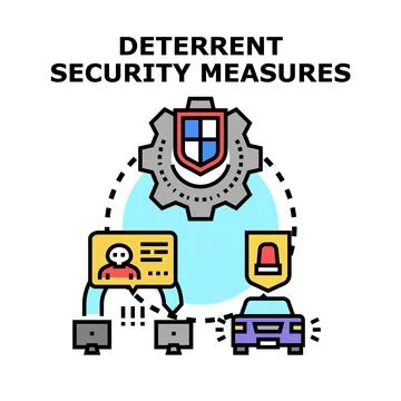 Deterrent security measures protecting digital and physical assets Stock Illustration