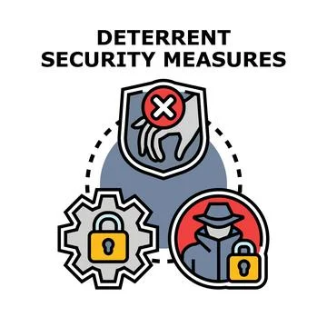 Deterrent security measures protecting information and assets concept Stock Illustration