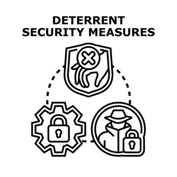 Deterrent security measures protecting information and assets concept Illustrazione stock