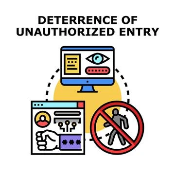 Deterring unauthorized entry protecting digital data access Stock Illustration