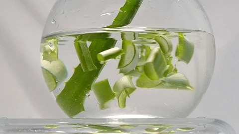Detil pieces aloe vera floating water Stock Footage 87488296