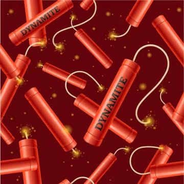 Detonate Dynamite Bomb Background Pattern. Vector Stock Illustration