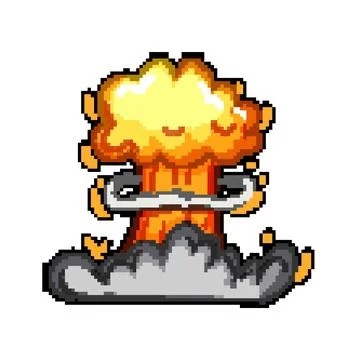 Detonation explosion effect pixel art vector illustration Stock Illustration
