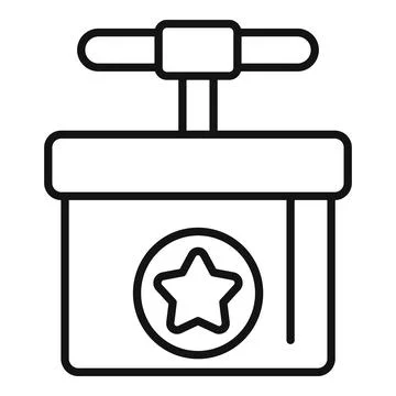 Detonator box with star exploding with a lever Stock Illustration