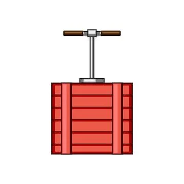 Detonator plunger activating a red dynamite bomb box Stock Illustration