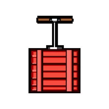 Detonator plunger activating a red dynamite bomb box 스톡 일러스트