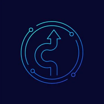Detour icon with an arrow, linear design Stock Illustration