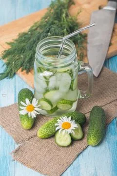 Detox cucumber diet drink Stock Photos