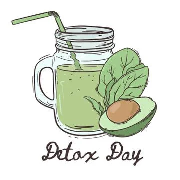 DETOX DAY Healthy Eating Program Vector Illustration Set Stock Illustration