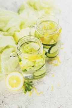 Detox water with cucumber Stock Photos