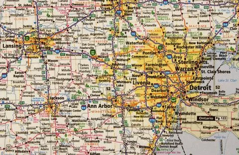 Detroit area map Stock Photos