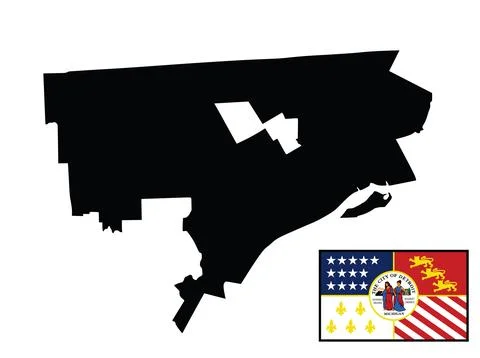 Detroit city map flag vector silhouette illustration Ilustração Stock