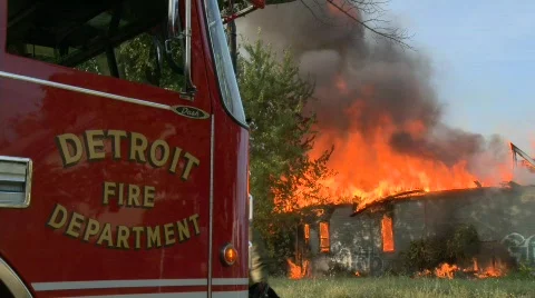 Detroit fire 10 Stock Footage 632485