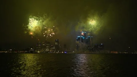 Detroit Fireworks Stock Footage 245292957