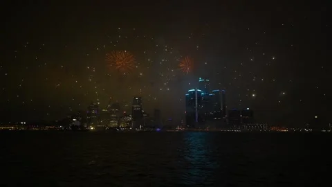 Detroit Fireworks Stock Footage 245292990