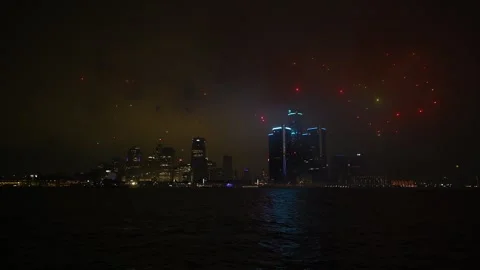 Detroit Fireworks Stock Footage 245292992