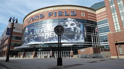 Detroit Ford Field Shot From Car Stock Footage