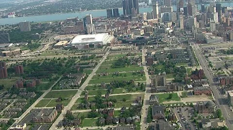 Detroit by Helicopter Stock Footage 12752830
