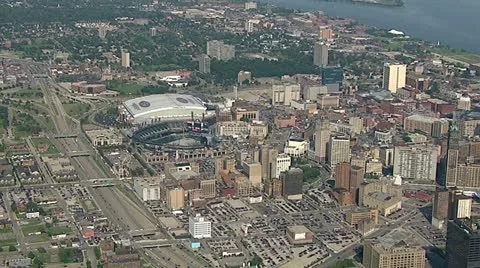 Detroit by Helicopter Stock Footage 12752948