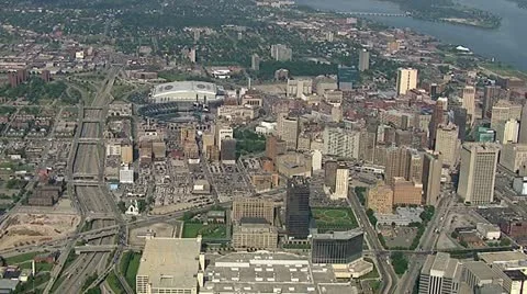 Detroit by Helicopter Stock Footage 12752990